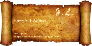 Harth Lóránt névjegykártya